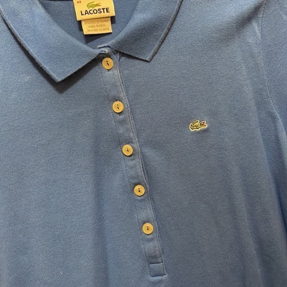 LACOSTE 5-Button Polo Shirt Blue Shortsleeve Women's Size 44 - Picture 2 of 5